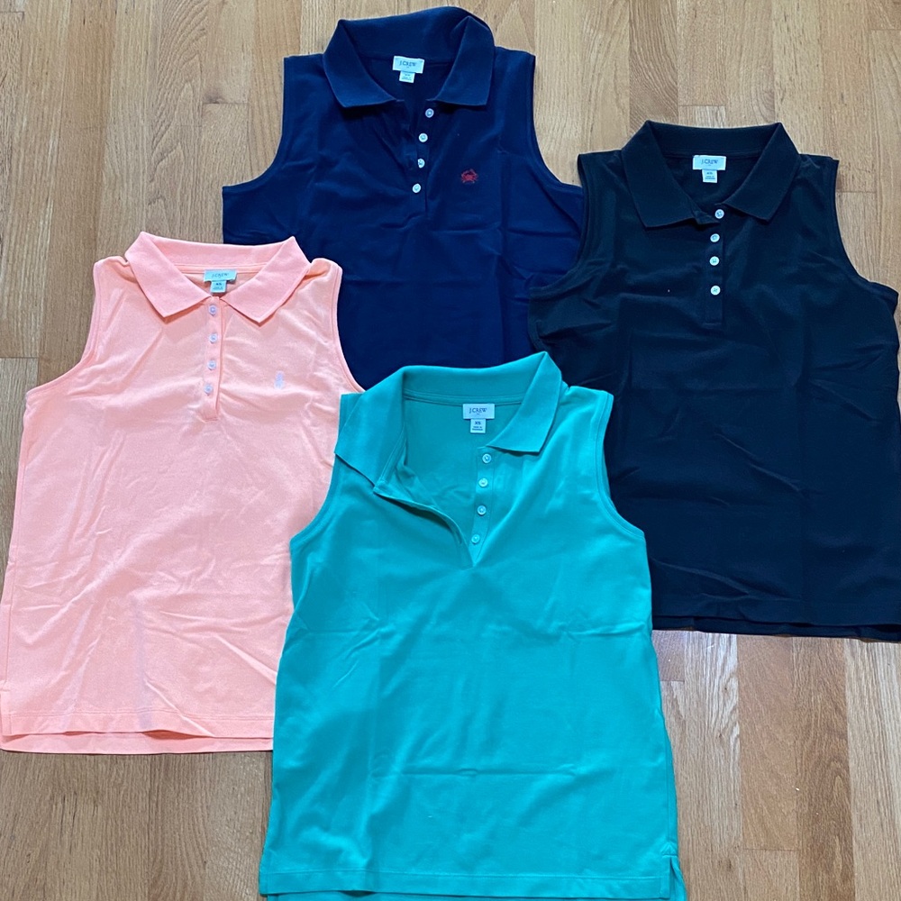 J.Crew Sleeveless Polos Bundle- Navy, Black, Peach, Green Size XS